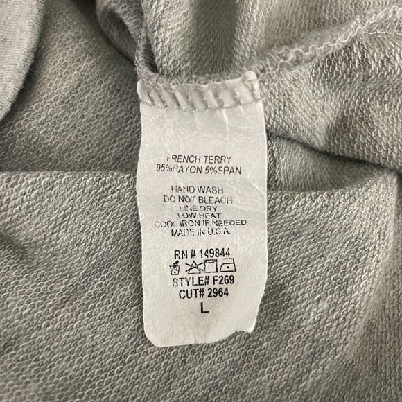 ZUTTER GRAY FRENCH TERRY "I WILLIE LOVE YOU" LONG SLEEVE TUNIC TOP LARGE - Picture 10 of 10